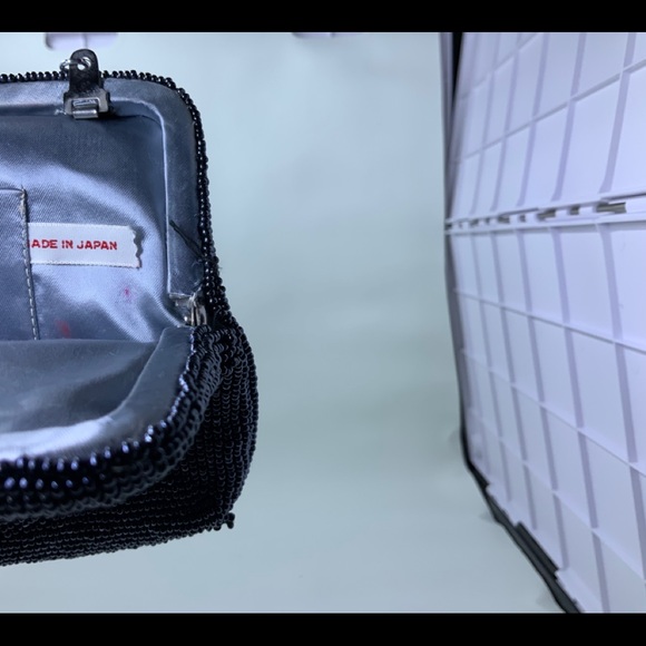 Vintage Made in Japan Black Beaded Evening Purse Made /Japan - Picture 4 of 8